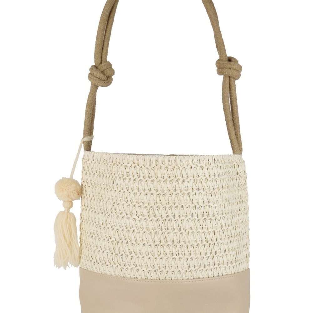 Nwt Beige Woven Bucket Bag G4